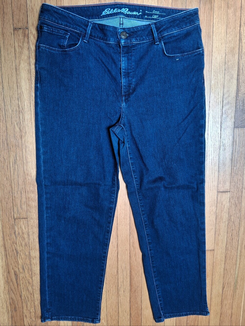 Eddie Bauer Women's Curvy Crop Dark Blue Jeans
